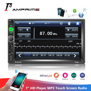 AMPrime 2din Car Radio 7" HD Player MP5 Touch Screen Digital Display Bluetooth Multimedia Autoradio Mirror Link FM Media Stereo