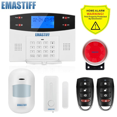 W2BW LCD Keypad WIFI GSM PSTN Home Burglar Security Wireless Wire Alarm System Motion Detector APP Control Fire Smoke Detector