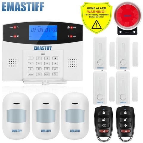 W2BW LCD Keypad WIFI GSM PSTN Home Burglar Security Wireless Wire Alarm System Motion Detector APP Control Fire Smoke Detector