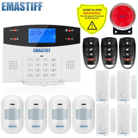 W2BW LCD Keypad WIFI GSM PSTN Home Burglar Security Wireless Wire Alarm System Motion Detector APP Control Fire Smoke Detector