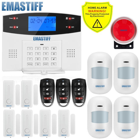 W2BW LCD Keypad WIFI GSM PSTN Home Burglar Security Wireless Wire Alarm System Motion Detector APP Control Fire Smoke Detector