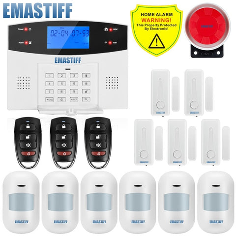 W2BW LCD Keypad WIFI GSM PSTN Home Burglar Security Wireless Wire Alarm System Motion Detector APP Control Fire Smoke Detector