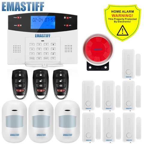 W2BW LCD Keypad WIFI GSM PSTN Home Burglar Security Wireless Wire Alarm System Motion Detector APP Control Fire Smoke Detector