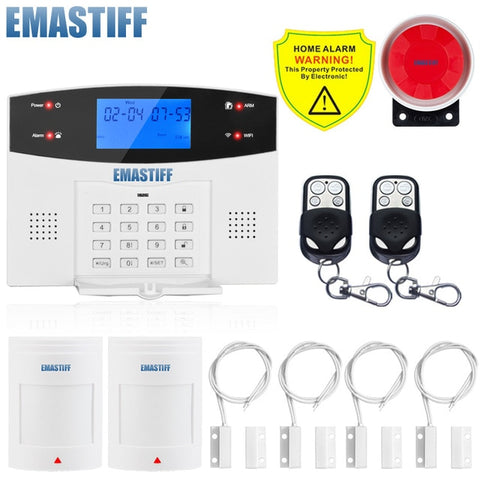 W2BW LCD Keypad WIFI GSM PSTN Home Burglar Security Wireless Wire Alarm System Motion Detector APP Control Fire Smoke Detector