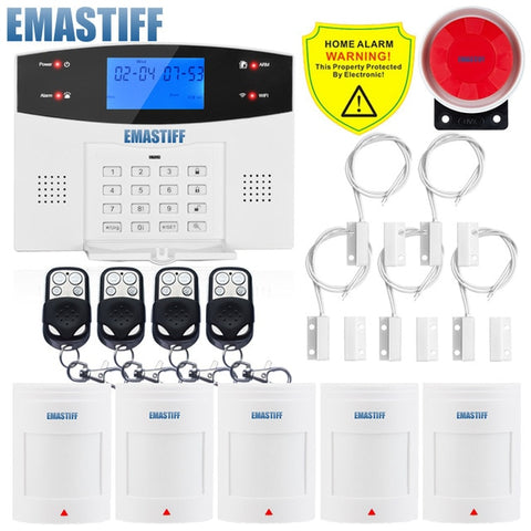 W2BW LCD Keypad WIFI GSM PSTN Home Burglar Security Wireless Wire Alarm System Motion Detector APP Control Fire Smoke Detector