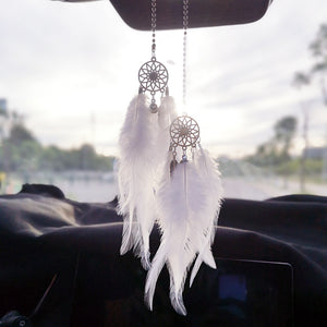 Car Mini Dream Catcher Accessory Interior For Girls Feather Mirror Hanging Pendant In Auto Ethnic Home Decor Lucky Car Ornamen
