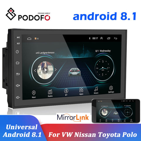 Podofo Car Multimedia Player Andriod GPS Navigation 2DIN HD Autoradio WiFi USB FM 2 Din 7" Car Audio Radio Stereo Backup Monitor