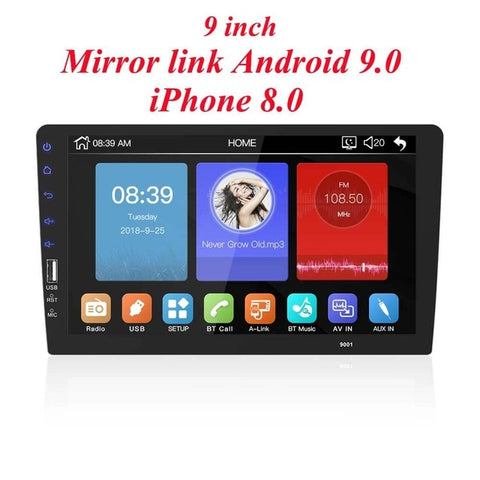 9" Touch Mirrorlink iphone Auto audio Player Bluetooth USB Rear View Camera car radio MP5 Player One Din Autoradio No Android
