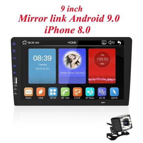 9" Touch Mirrorlink iphone Auto audio Player Bluetooth USB Rear View Camera car radio MP5 Player One Din Autoradio No Android