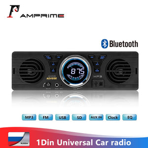 AMPrime 1din Car radio Universal 1 DIN 12V FM MP3 Bluetooth Autoradio Hands-free Call Auto with loud Speaker In-dash Car Stereo