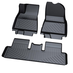 Audew 3Pcs TPO Front & Rear Black Car Floor Mat Custom Fit All-Weather Floor Carpet Cover For Tesla Model 3 Waterproof Durable