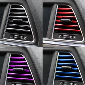 10 Pcs Car Accessories DIY Car Interior Air Conditioner Outlet Vent Grille Chrome Decoration Strip Silvery car styling