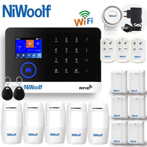 2019 APP WIFI + GSM Home Burglar Alarm System Touch Keyboard  English Russian Spanish German Polish Italian French Portuguese
