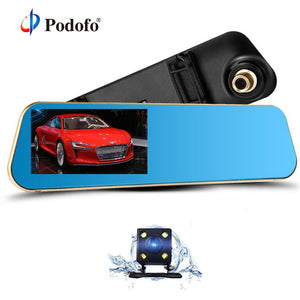 Podofo Car Dvr Auto Digital Video Recorder Rear View Mirror With Camera FHD 1080P Dashcam Dual Lens Parking Monitor Registrator