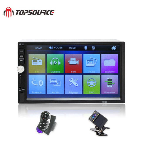 TOPSOURCE 7012B Car Radio 7" HD 1080P Touch Screen 2 Din Audio Stereo Bluetooth Video MP5 Multimedia Player TF USB FM Radio WMA