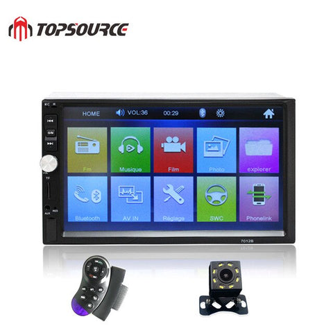 TOPSOURCE 7012B Car Radio 7" HD 1080P Touch Screen 2 Din Audio Stereo Bluetooth Video MP5 Multimedia Player TF USB FM Radio WMA