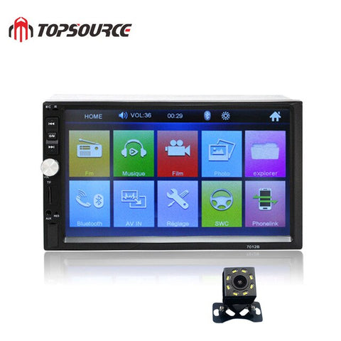 TOPSOURCE 7012B Car Radio 7" HD 1080P Touch Screen 2 Din Audio Stereo Bluetooth Video MP5 Multimedia Player TF USB FM Radio WMA