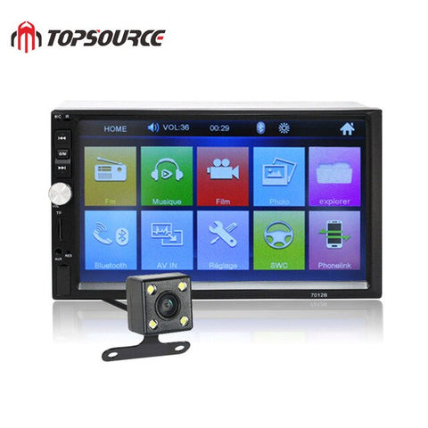 TOPSOURCE 7012B Car Radio 7" HD 1080P Touch Screen 2 Din Audio Stereo Bluetooth Video MP5 Multimedia Player TF USB FM Radio WMA