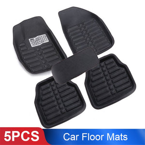 5pcs Black Leather Universal Auto Car Floor Mats Front Rear Liner Weather Set Car Accessories