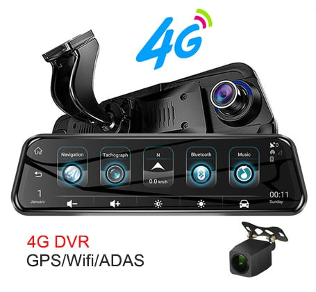 2019 Anstar 10'' 4G Rearview Mirror Car DVR 1080P Video Record Dash Cam Dual Lens ADAS GPS Navigation Auto Registrar Camera