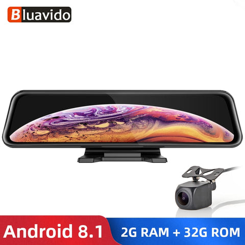 Bluavido 12" IPS Car Mirror DVR GPS 2G RAM 4G LTE Android 8.1 Camera Video Recorder Navigation HD 1080P rearview mirror Dash Cam