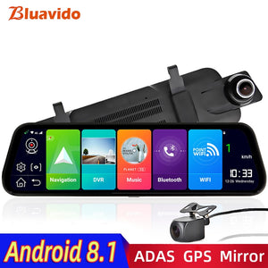 Bluavido 4G Android 8.1 Car Mirror Video Recorder GPS Navigation ADAS Rear view Mirror Camera FHD 1080P Dual Lens Dash Cam DVRs