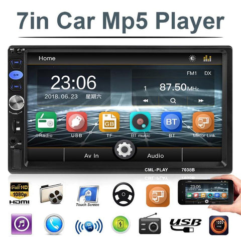 7038B 2Din 7inch Car Stereo MP5 Player FM Radio Bluetooth Head Unit with Remote Control Car Intelligent System
