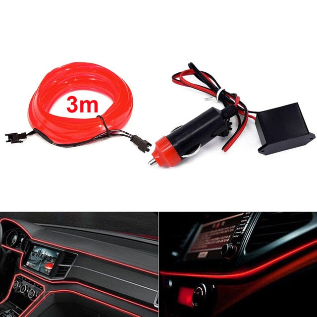Car LED Interior Ambient Light Decor Atmosphere Optical Fiber Lamp Door Light Car Accesssories