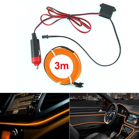Car LED Interior Ambient Light Decor Atmosphere Optical Fiber Lamp Door Light Car Accesssories