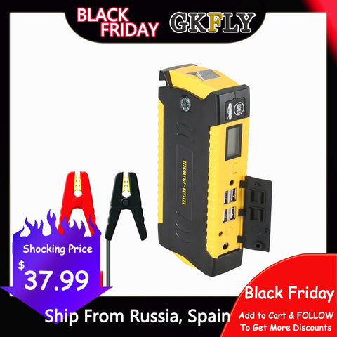 GKFLY Car Jump Starter Power Bank 600A Portable Car Battery Booster Charger 12V Starting Device Petrol Diesel Car Starter Buster