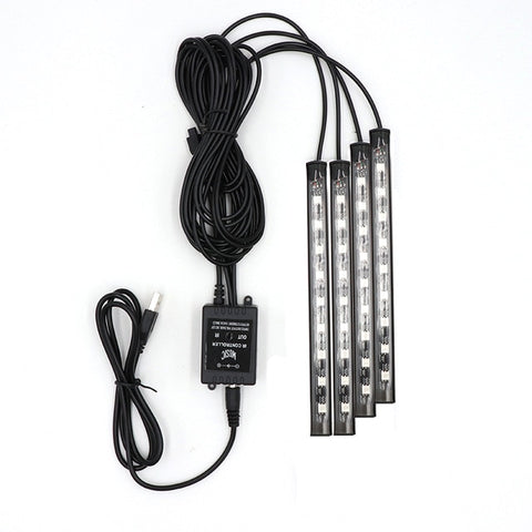 LED Car Foot Light Ambient Lamp With USB Wireless Remote Music Control Multiple Modes Automotive Interior Decorative Lights