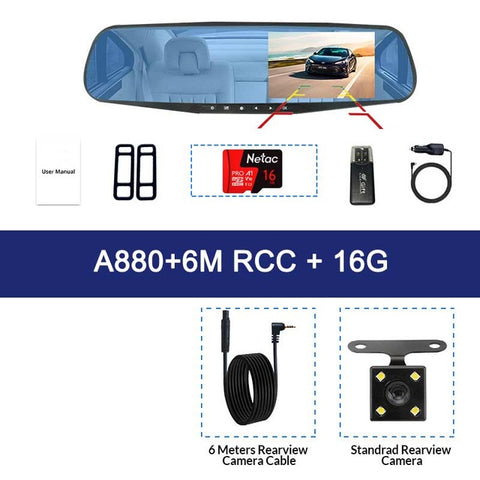 Full HD 1080P Car Dvr Camera Auto 4.3 Inch Rear view Mirror Digital Video Recorder Dash Cam Dual Lens Registratory Camcorder