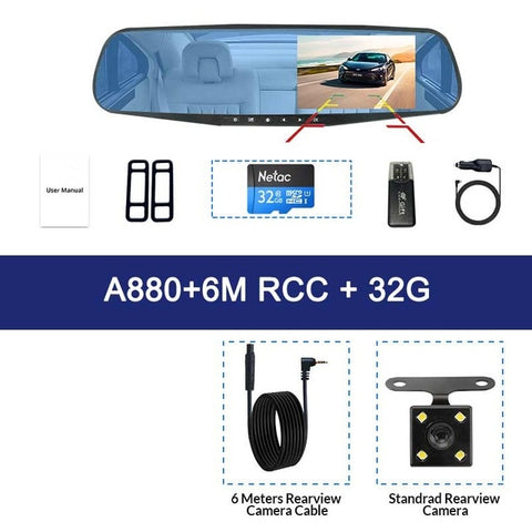 Full HD 1080P Car Dvr Camera Auto 4.3 Inch Rear view Mirror Digital Video Recorder Dash Cam Dual Lens Registratory Camcorder