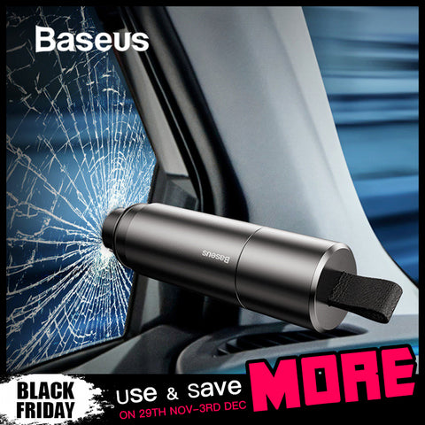 Baseus Mini Car Window Glass Breaker Seat Belt Cutter Safety Hammer Life-Saving Escape Hammer Cutting Knife Interior Accessories