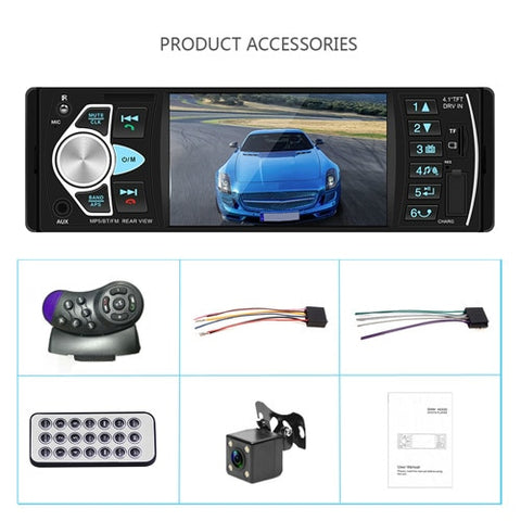 Car MP3 player FM Radio Bluetooth Handsfree Reverse Image Autoradio 1din Support Rear View Camera  Audio FM/AUX/USB