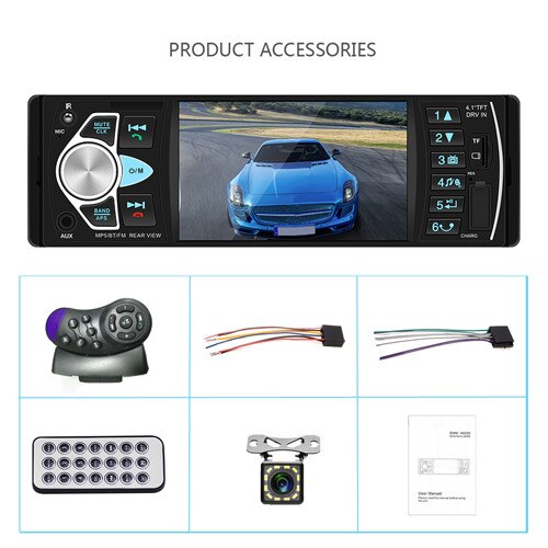 Car MP3 player FM Radio Bluetooth Handsfree Reverse Image Autoradio 1din Support Rear View Camera  Audio FM/AUX/USB