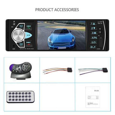 Car MP3 player FM Radio Bluetooth Handsfree Reverse Image Autoradio 1din Support Rear View Camera  Audio FM/AUX/USB