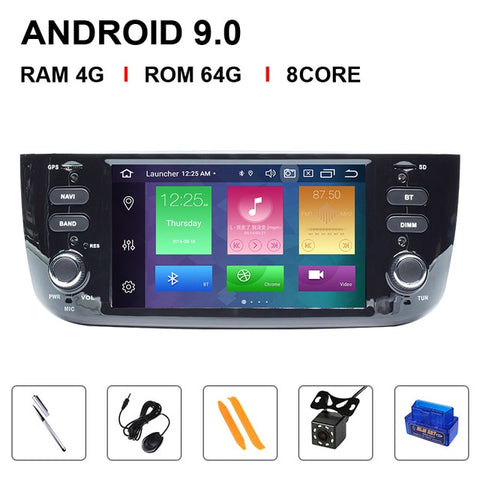 IPS DSP 4GB 64G Autoradio 1 Din Android 9.0 Car DVD Player Stereo For Fiat/Linea/Punto evo 2012-2015 Multimedia GPS Navigation