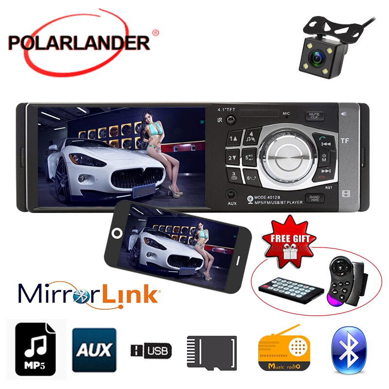 4 Inch HD Screen Car Radio Bluetooth MP3MP5 12V Audio Player Stereo Support Rear Camera TF/SD 1 DIN Mirror Link Only For Android