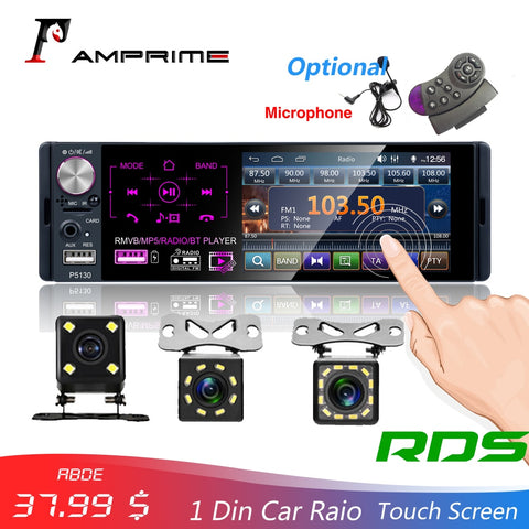 AMPrime 1din Car Radio 4.1" Bluetooth Stereo Multimedia player Autoradio MP5 RDS Sd USB Touch Screen Auto AUdio With Rear Camera