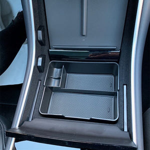 For Tesla model 3 Storage Organizer Container Car Armrest Box Transparent Hidden Holder Box Interior Car accessories 2017- 2019