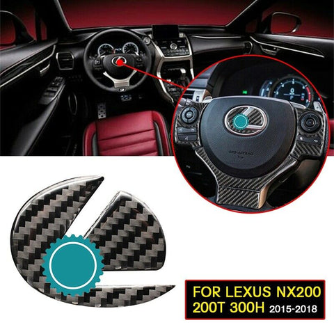 pcmos Carbon Fiber Style Steering Wheel Logo Cover Fits For Lexus NX200 200t 300h 2015-2016-2017-2018 Interior Accessories New