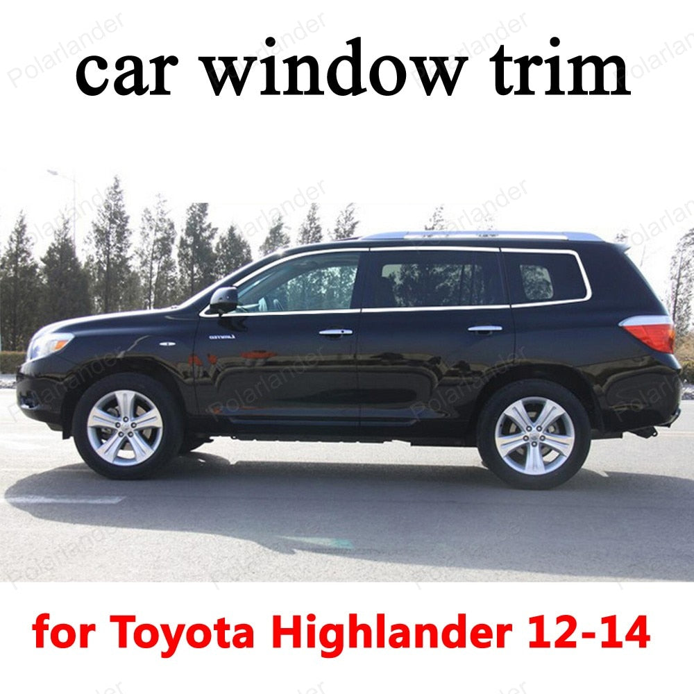 Car Exterior Accessories Window Trim for Toyota Highlander 2012 2013 2014 Stainless Steel Decoration Strips