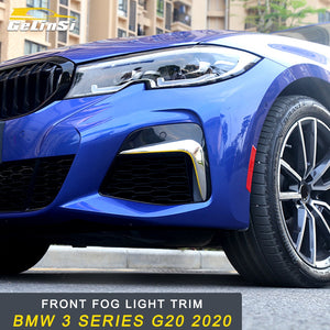 Gelinsi Front Fog Light Lamp Decoration Cover Trim Frame Sticker Exterior Accessories for BMW 3 Series G20 2020 Car Styling