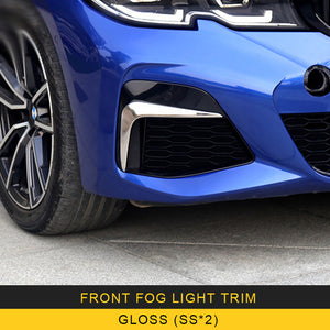 Gelinsi Front Fog Light Lamp Decoration Cover Trim Frame Sticker Exterior Accessories for BMW 3 Series G20 2020 Car Styling