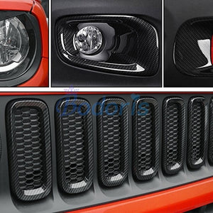Carbon Fiber Color Light Fog Lamp Mirror Wiper Daylight Handle Exterior Garnish Trim Car Styling For Jeep Renegade Accessories
