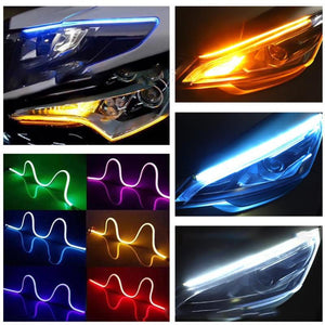 2x Ultrafine Flexible Cars DRL LED Daytime Running Turn Signal Lights LED Strip Guide Lights for Headlight Assembly Light