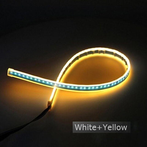 2x Ultrafine Flexible Cars DRL LED Daytime Running Turn Signal Lights LED Strip Guide Lights for Headlight Assembly Light