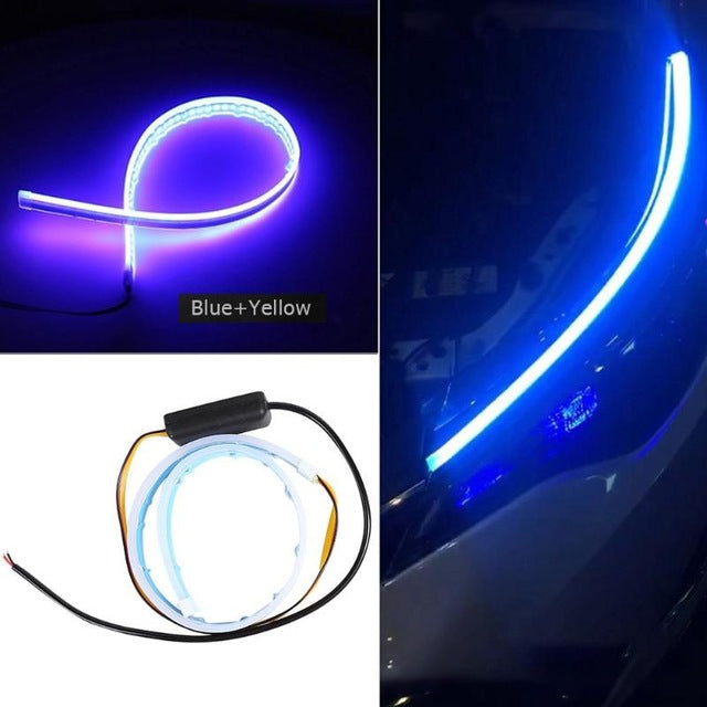 2x Ultrafine Flexible Cars DRL LED Daytime Running Turn Signal Lights LED Strip Guide Lights for Headlight Assembly Light