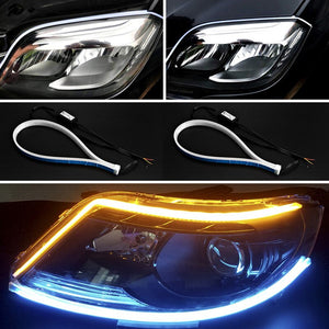 2x Ultrafine 60cm DRL Flexible LED Tube Style Daytime Running Lights Tear Strip Car Headlight Turn Signal Brake Lamps